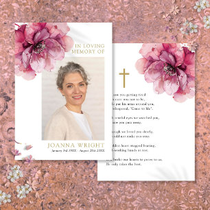 Cartão de Foto de Oração Funerária Memorial Floral
