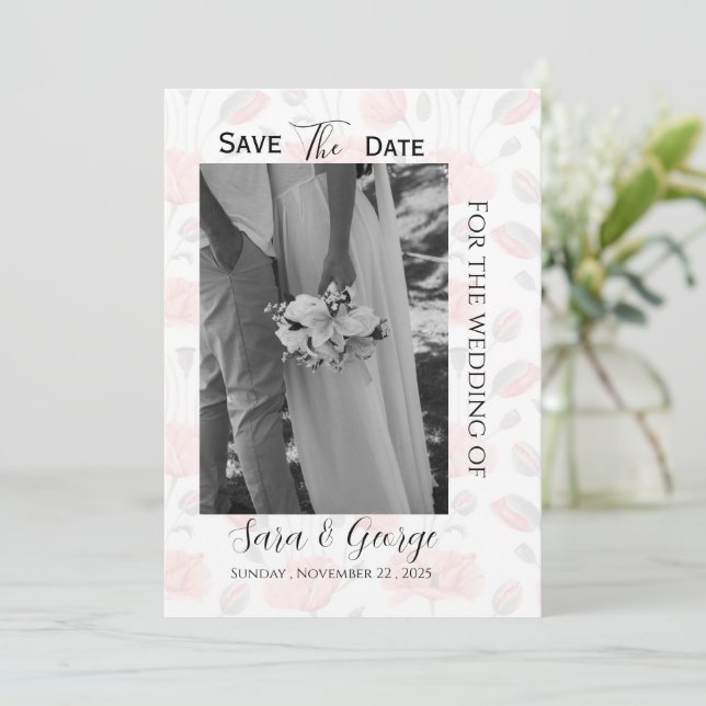Cartão de Foto de Salvar a Data de Casamento Moder (Em pé/Frente)