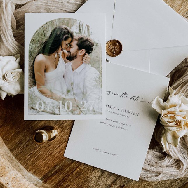 Cartão de Foto de Salvar a Data do Casamento com A (Criador carregado)