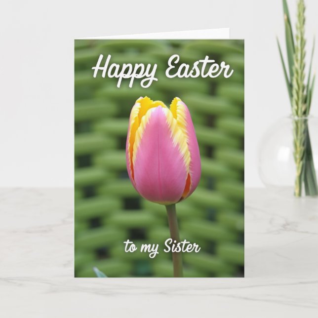Cartão de Foto de Tulipa Feliz Páscoa Irmã (Frente)