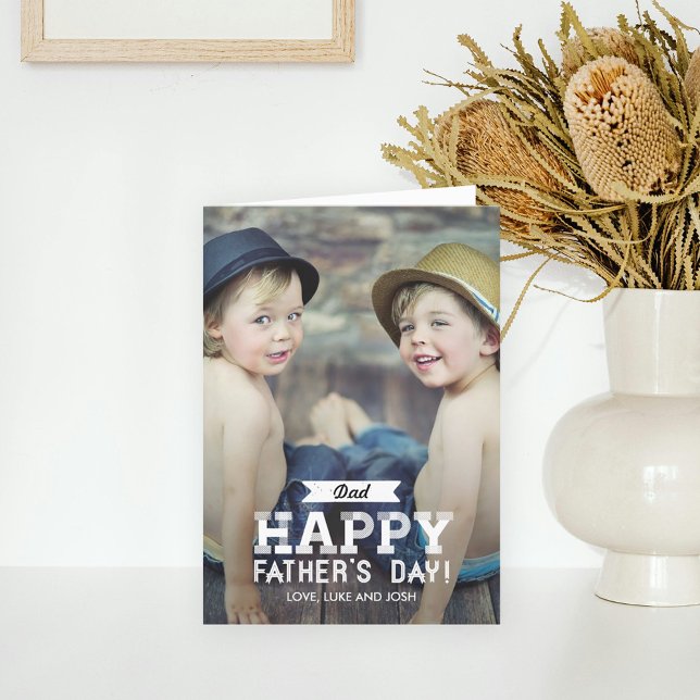 Cartão de Foto do Dia dos Pais com Fita Vintage (Criador carregado)