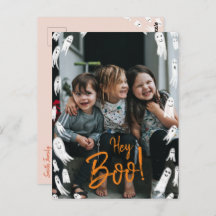 Cartão de Foto do Fantasma do Hey Boo Halloween