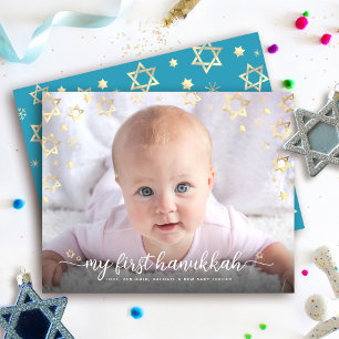 Cartão de foto do primeiro Hanukkah com Estrela de