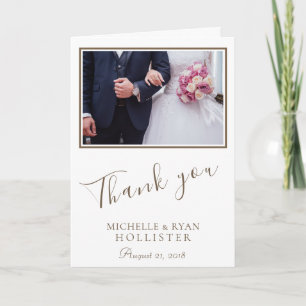 Cartão de Foto Elegante Agradecimento Casamento Pe