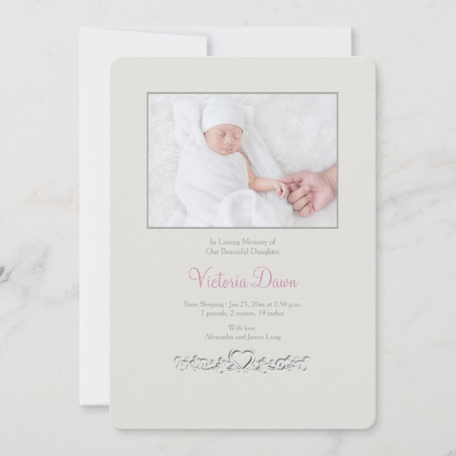 Cartão de Foto Memorial Petite Heart (Frente)