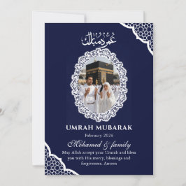 Cartão de Foto Personalizado Azul Marinho Umrah Mu