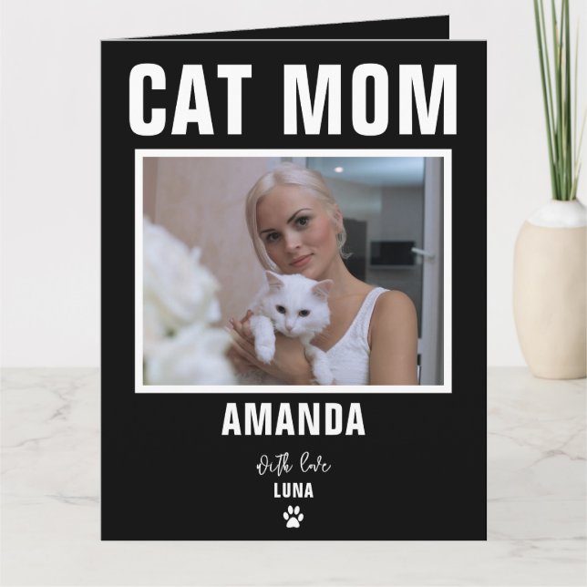 Cartão de Foto Personalizado da Gata Mamãe (Frente)