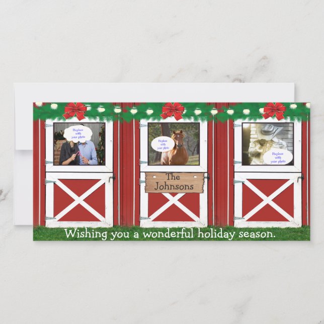 Cartão de Foto Personalizado Porta de Celeiro Verm (Frente)