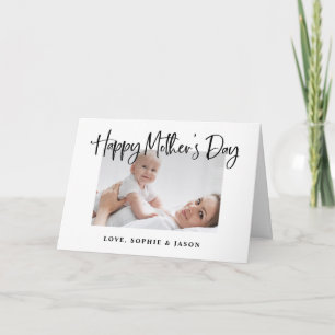 Cartão de Foto Preto e Branco   Feliz Dia das Mães