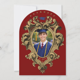 Cartão de Foto Rococó Dourado para Formatura