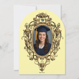 Cartão de Foto Rococó Ornamentado para Formatura