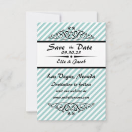 Cartão de Foto Save the Date Listrado Azul - 3x5
