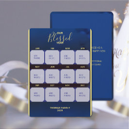 Cartão de Fotos de Férias do Ano Abençoado Flat