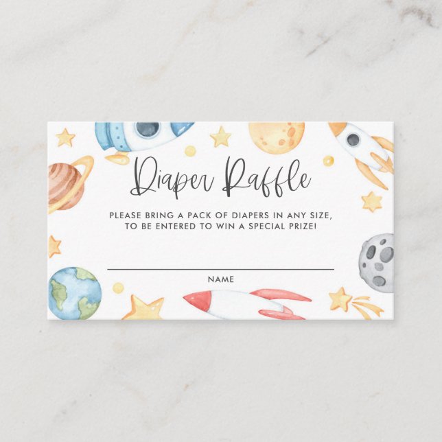 Cartão de Fralda de Bebê do Tema do Espaço em Água (Frente)