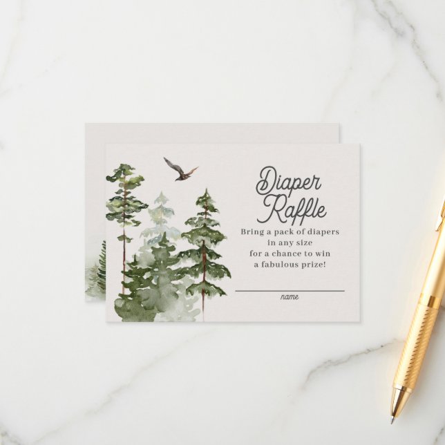 Cartão de Fralda de Raffle Florestal (Frente/Verso In Situ)
