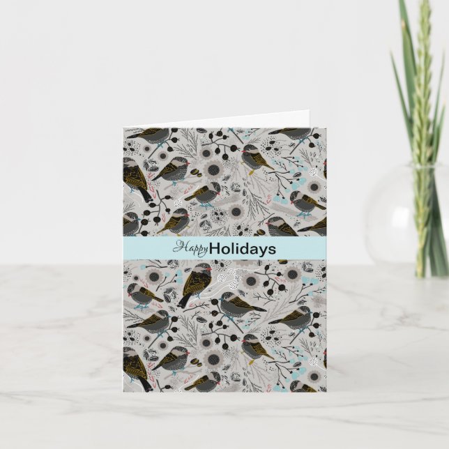 Cartão de frango de inverno de feriados felizes (Frente)