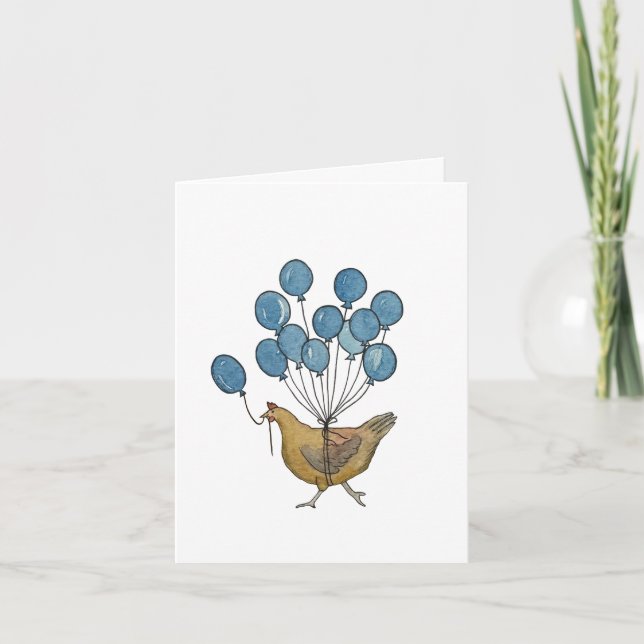 cartão de frango e balões de aniversário (Frente)