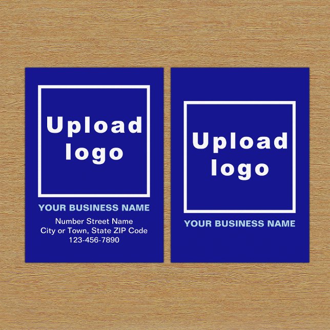 Cartão de gabinete azul de empresa (Build brand name awareness. Your business brand on blue enclosure card.)