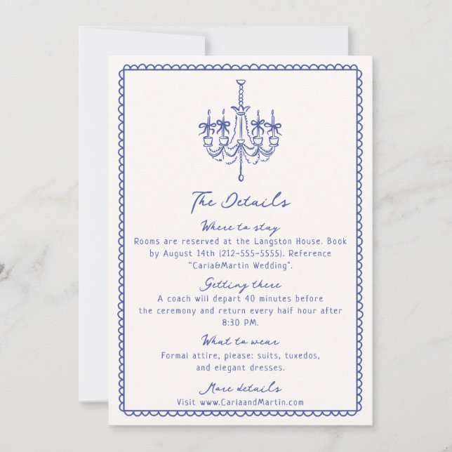 Cartão de gabinete branco azul, desenhado à mão (Frente)