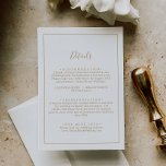 Cartão de gabinete com detalhes Dourados mínimos d<br><div class="desc">Este cartão de cerimônias de detalhes de ouro minimalista é perfeito para um casamento simples. A design romântica moderna apresenta ouro clássico e tipografia branca emparelhada com uma caligrafia rústica, mas elegante, com estilo voltado para a mão. Personalizável em qualquer cor. Mantenha o design simples e elegante, como está, ou...</div>