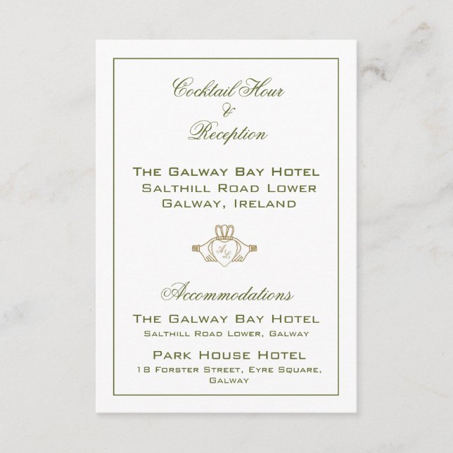 Cartão de gabinete de casamento Claddagh (Frente)