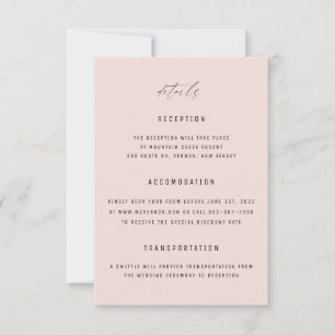 Cartão de Gabinete de Casamento Pink Clássico El