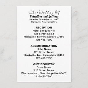 Cartão de gabinete de casamento preto e branco