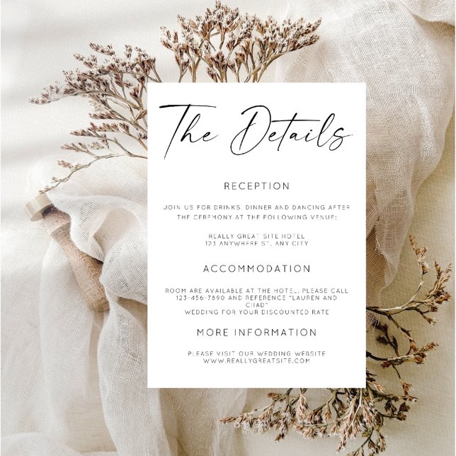 Cartão de Gabinete de Detalhes de Casamento Mínimo (Criador carregado)