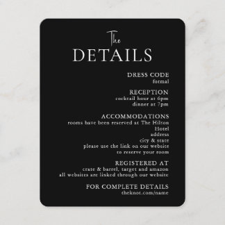 Cartão de Gabinete de Detalhes de Casamento Modern
