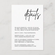 Cartão de Gabinete de Detalhes de Casamento Preto