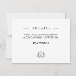 Cartão de Gabinete de Detalhes do Casamento Branco