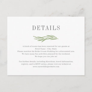 Cartão de Gabinete de Detalhes do Casamento de Ram