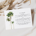 Cartão de Gabinete de Detalhes do Casamento em Pra<br><div class="desc">Esta é uma moderna e elegante carta de detalhes do casamento com tema de praia, com um emparelhamento de fontes minimalista e palmeiras de aquarelas. Edite todas as cores de texto e fonte e fundo. As cores das palmeiras não são editáveis // Para itens correspondentes, visite a coleção "KAIA" na...</div>