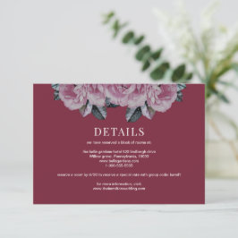 Cartão de Gabinete de Detalhes do Casamento Floral