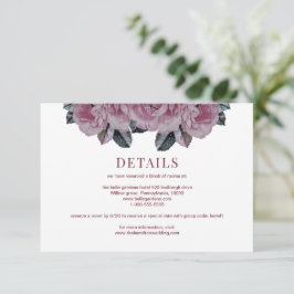 Cartão de Gabinete de Detalhes do Casamento Floral