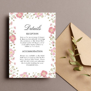 Cartão de Gabinete de Detalhes do Casamento Floral