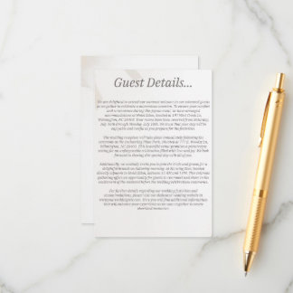 Cartão de Gabinete de Detalhes do Convidado Casado