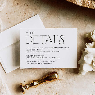 Cartão de Gabinete de Detalhes Mínimos de Casament