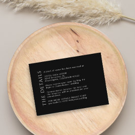 Cartão de Gabinete de Detalhes Pretos para Casamen