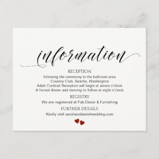 Cartão de Gabinete de Informação de Casamento de T