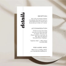 Cartão de Gabinete Detalhes de Casamento da Tipogr