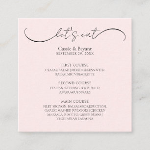 Cartão de Gabinete do Menu de Casamento Rosa-Rosa