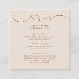 Cartão de gabinete do menu de casamento Rustic Ter