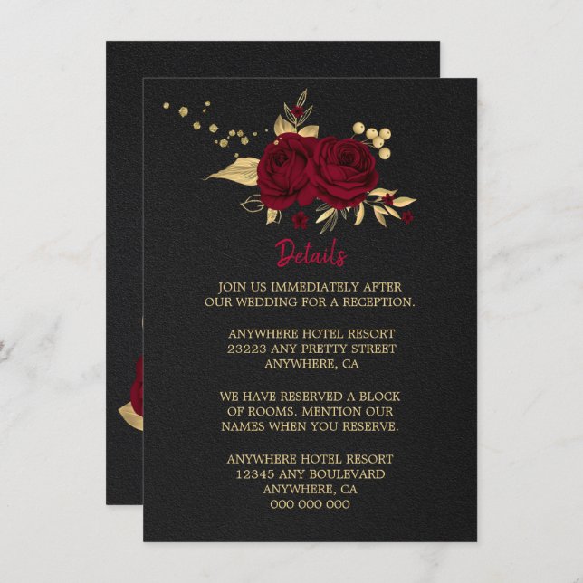 cartão de gabinete para detalhes florais em ouro b (Frente/Verso)