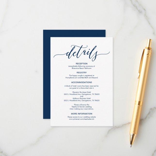 Cartão de Gabinete Pormenores de Casamento Perfeit (Frente/Verso In Situ)