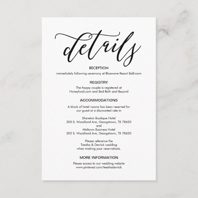 Cartão de Gabinete Pormenores de Casamento Perfeit (Frente)