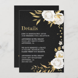 cartão de gabinete preto floral branco