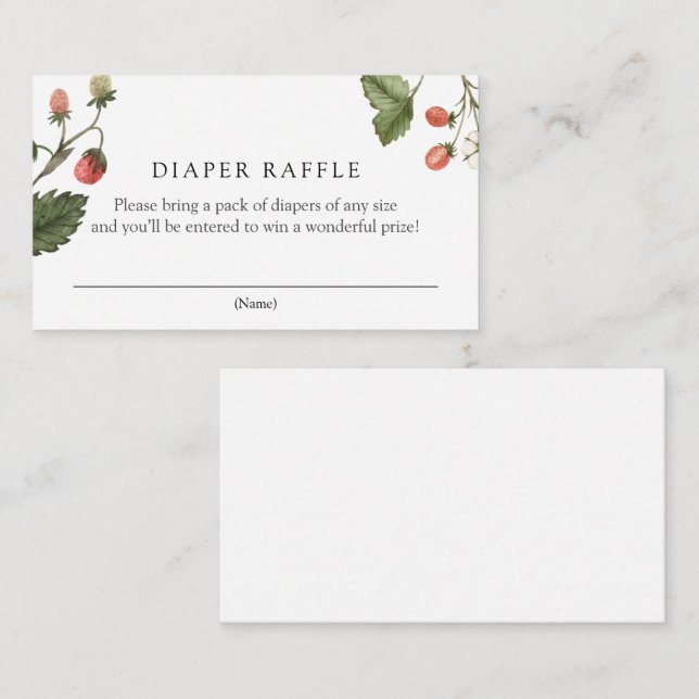 Cartão de Gabinete Raffle de Fralda de Morango (Frente/Verso)