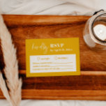 Cartão de Gabinete RSVP de Casamento Amarelo Moder<br><div class="desc">Este é um cartão RSVP de casamento ousado e moderno com uma bela fonte de caligrafia e um fundo rosa quente. Todas as cores são editáveis. // Para designs correspondentes, procure "FALLON" na certeira loja Nicole Zazzle. * Se você gosta deste design, mas não o vê disponível para algo que...</div>