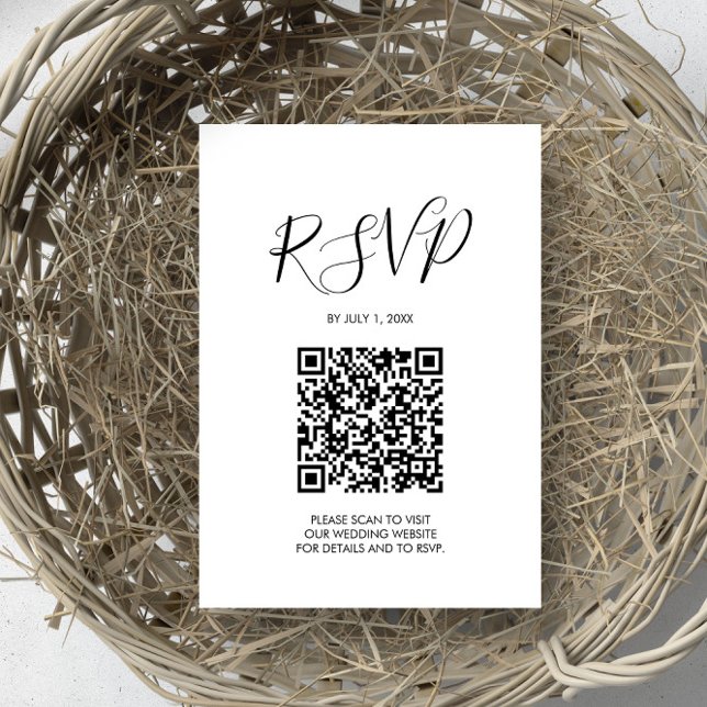 Cartão de gabinete RSVP de Casamento de código QR (sustainable wedding ideas rsvp card QR code )